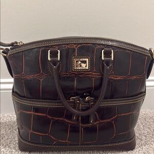 Dooney & Bourke Brown Croc Embossed Satchel